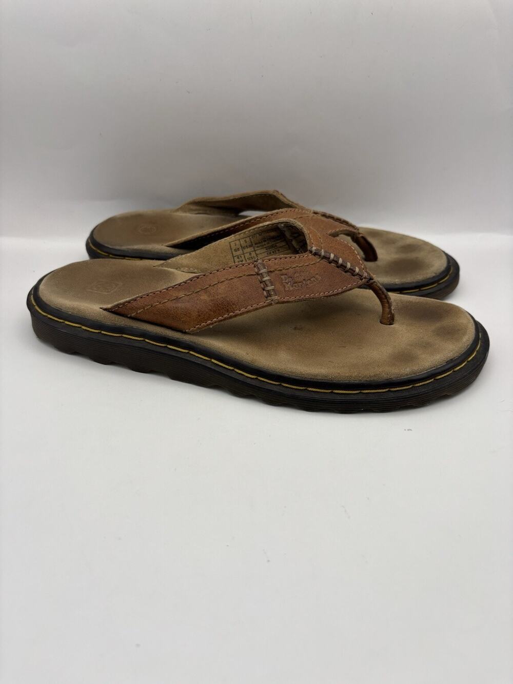 Dr Martens 8883 Brown Leather Flip Flops Men Size 8
